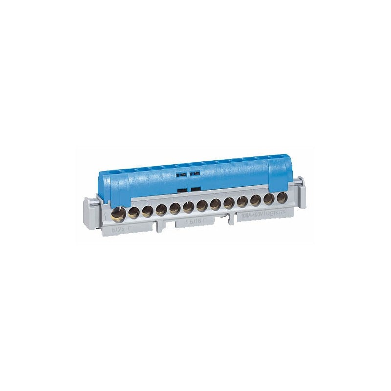 Legrand - Bornier de répartition isolé IP2X neutre - 1 connexion 6-25mm² -bleu -long.176mm