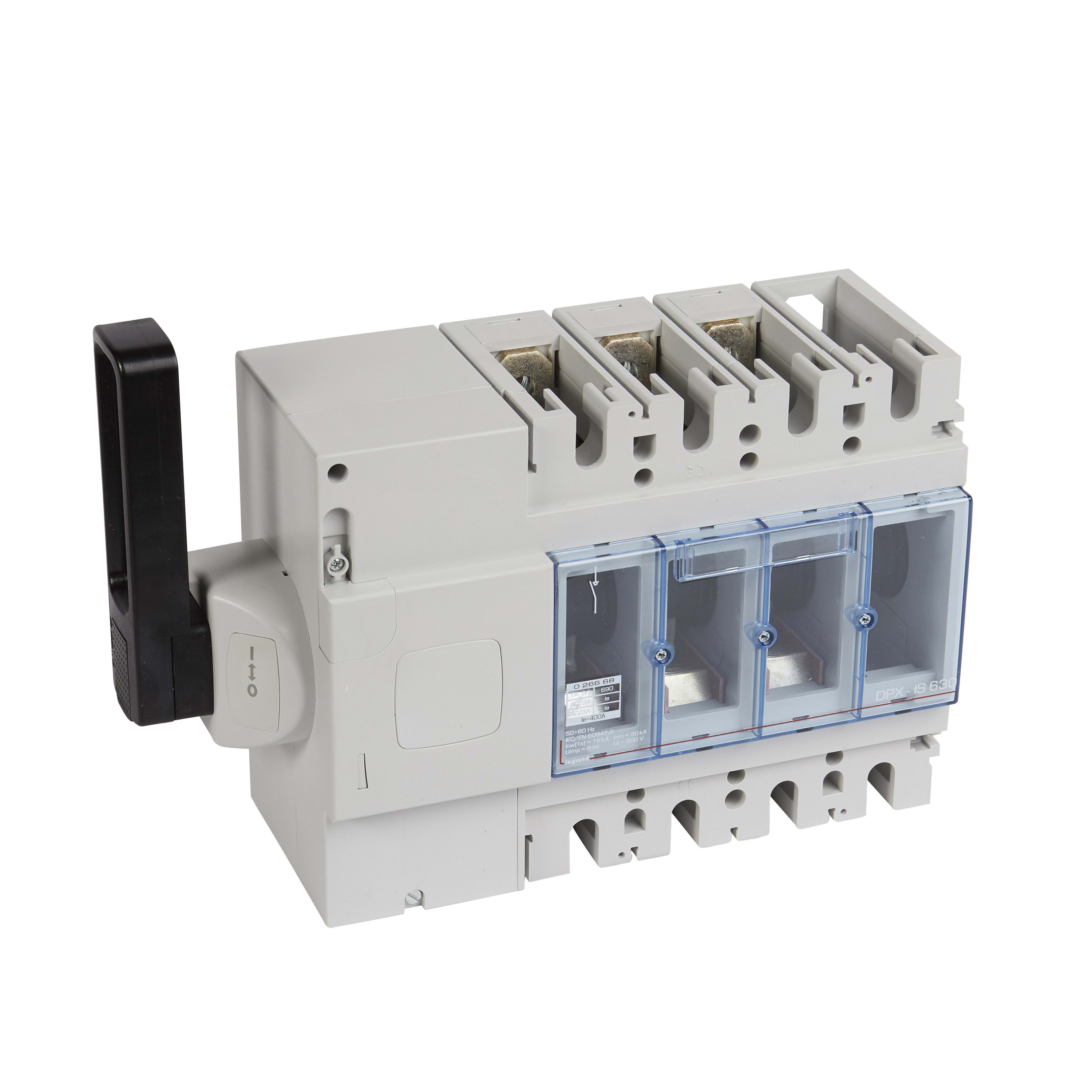 Legrand - inter-sectionneur DPX-IS630 sans déclenchement + cde latérale gauche - 3P - 400A