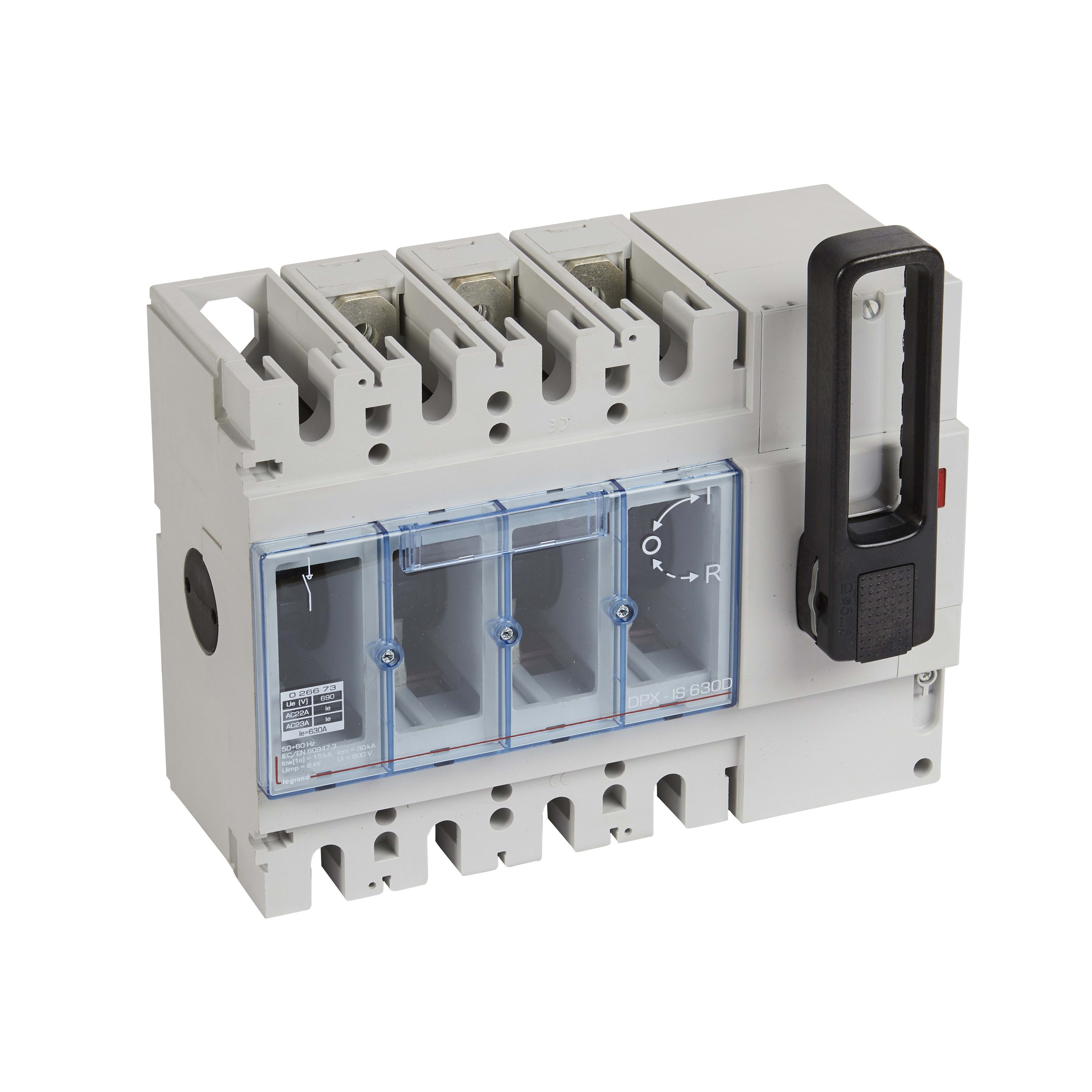 Legrand - Interrupteur-sectionneur DPX-IS630 à déclenchement + cde frontale - 3P - 630A