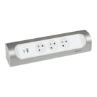 Legrand - Rallonge d'angle 3x2P+T Surface et USB A+C à câbler - blanc/alu