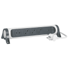 Legrand - Rallonge 4x2P+T Surface avec inter, parafoudre et cordon 1,5m - blanc/gris