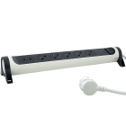 Legrand - Rallonge 6x2P+T Surface avec inter, parafoudre et cordon 1,5m - blanc/gris