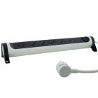 Legrand - Rallonge 5x2P+T Surface, inter, parafoudre, USB A+C et cordon 1,5m - blanc-gris