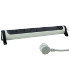Legrand - Rallonge 5x2P+T Surface, inter, parafoudre, USB A+C et cordon 1,5m - blanc/gris