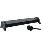 Legrand - Rallonge 6x2P+T Surface avec inter, parafoudre et cordon 1,5m - noir/gris
