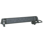 Legrand - Rallonge 5x2P+T Surface, inter, parafoudre, USB A+C et cordon 1,5m - noir-gris