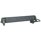 Legrand - Rallonge 5x2P+T Surface, inter, parafoudre, USB A+C et cordon 1,5m - noir/gris