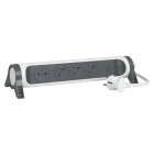 Legrand - Rallonge 4x2P+T Surface avec inter, cordon 1,5m et disjoncteur+LED - blanc/gris