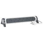 Legrand - Rallonge 6x2P+T Surface avec interrupteur et cordon 1,5m 3G 1mm2 - blanc-gris