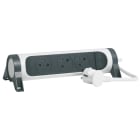 Legrand - Rallonge 3x2P+T Surface avec interrupteur et cordon 3m 3G 1,5mm² - blanc/gris