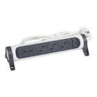 Legrand - Rallonge 4x2P+T Surface avec interrupteur et cordon 3m 3G 1,5mm² - blanc/gris