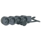Legrand - Rallonge 4x2P+T avec cordon 1,5m 3G 1mm² - noir/gris foncé
