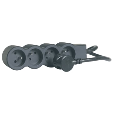 Legrand - Rallonge multiprise extra-plate avec 5 prises de courant avec  terre avec cordon 3m - blanc et gris clair