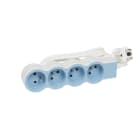 Legrand - Rallonge 4x2P+T avec cordon 1,5m 3G 1mm² - blanc/bleu