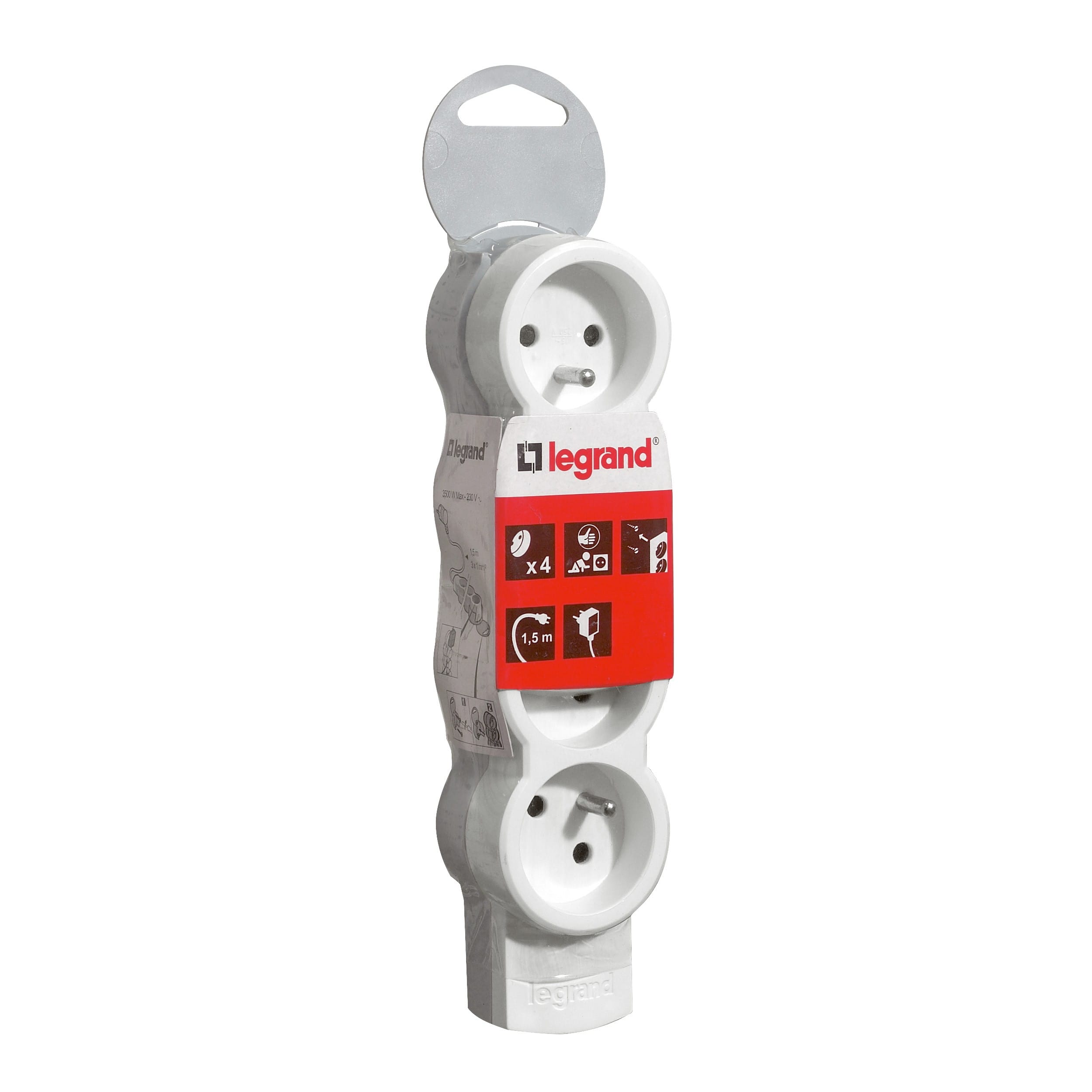 Legrand - Bloc multiprise standard mobile 4 prises de courant 2P+T à câbler