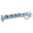 Legrand - Rallonge 4 prises de courant + 2 chargeurs USB - Blanc-Gris