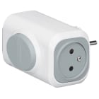 Legrand - Fiche 2x2P+T latérales avec bouton d'extraction 16A 230V - blanc/gris