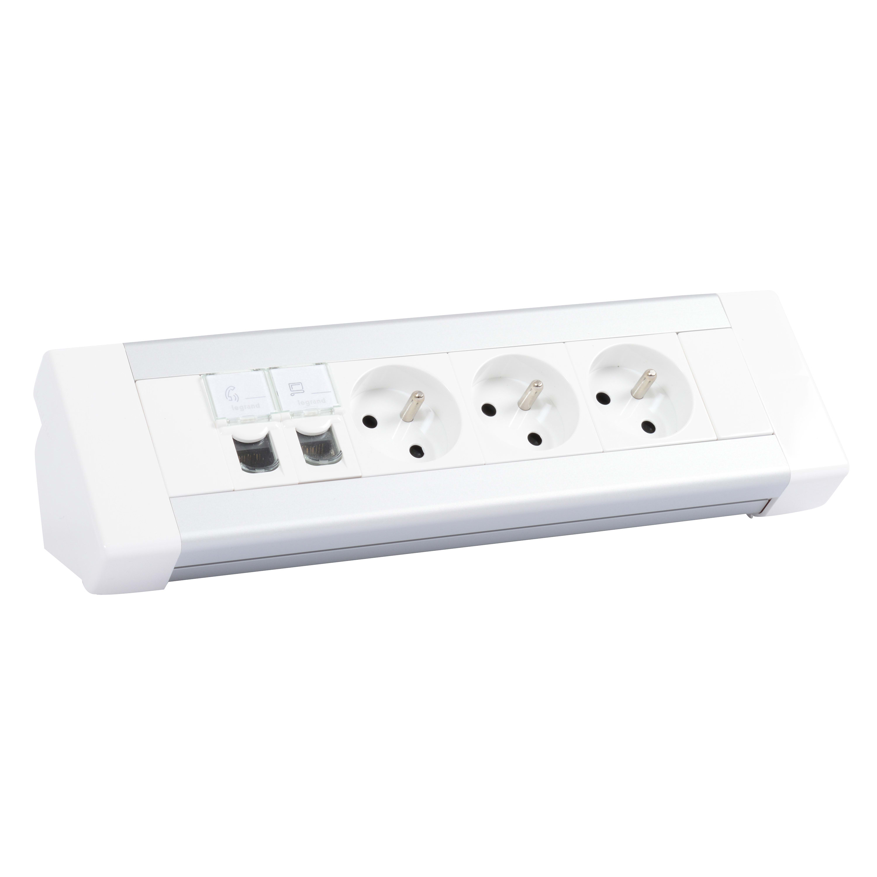 Legrand - Bloc bureau equipe de 3x2P+T , 2 prises RJ45 et 2 obturateurs 1 module a cabler