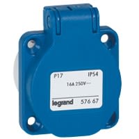 Legrand - Prise à encombrement réduit P17 à brochage domestique IP54 16A - 250V~ - bleu