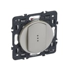 Legrand - Poussoir inverseur à voyant Céliane 6A avec enjoliveur titane et support