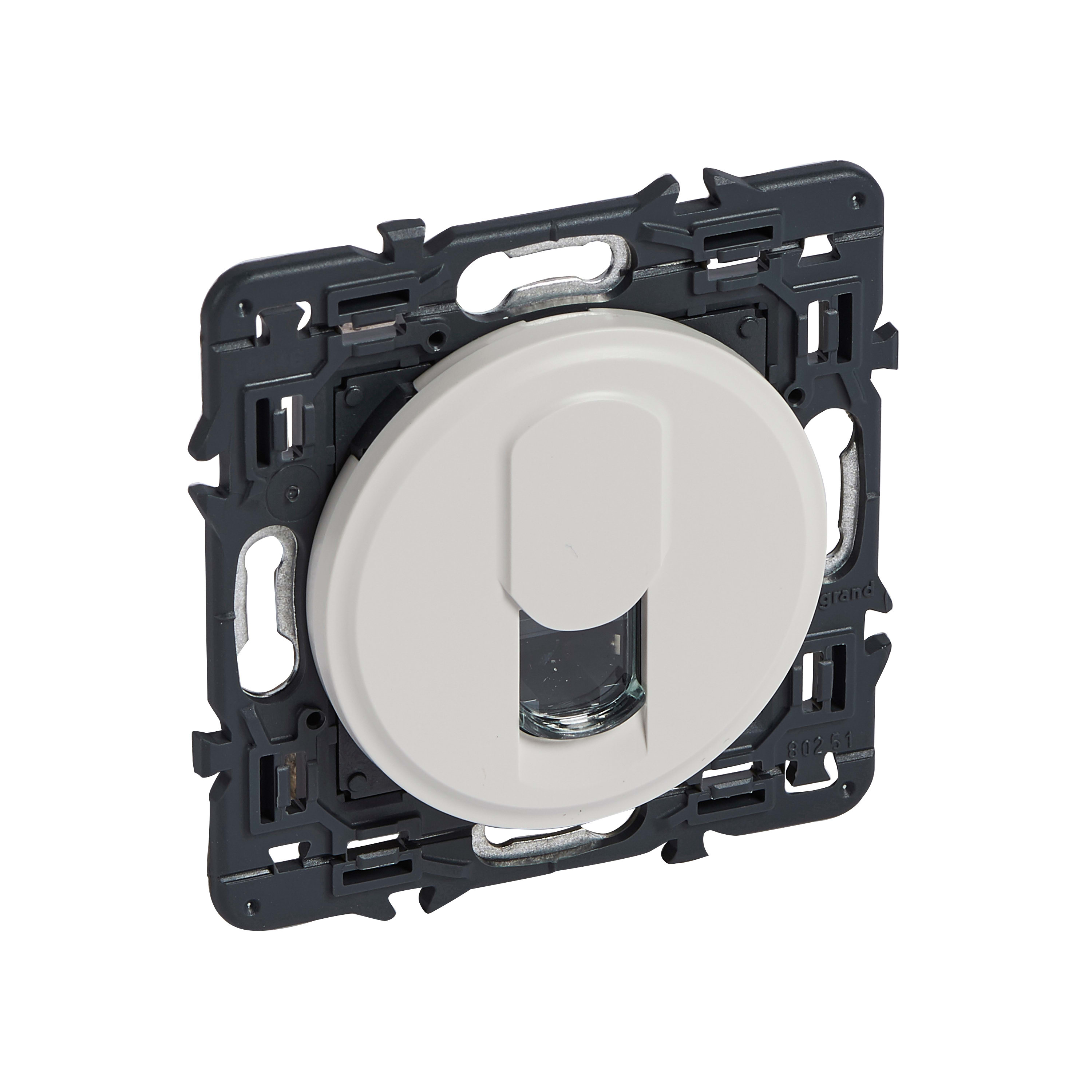 Legrand - Prise téléphone RJ45 Céliane avec enjoliveur blanc et support