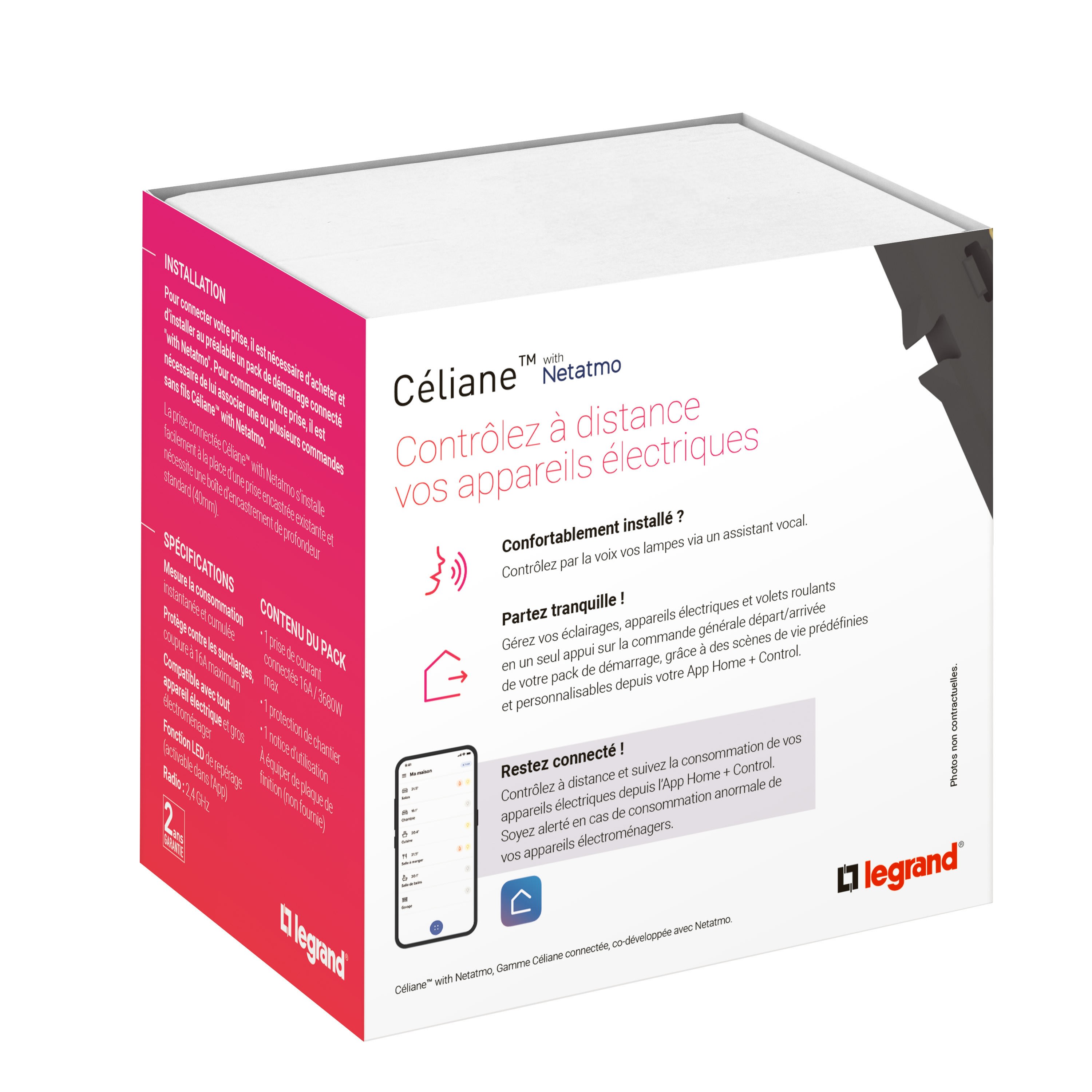 Prise mobile connectee Celiane with Netatmo 16A 3680W - graphite