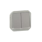 Legrand - Commande double interrupteur ou poussoir lumineux Plexo composable gris