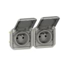Legrand - Prise de courant 2x2P+T horizontale Plexo composable gris
