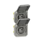 Legrand - Prise de courant 2x2P+T verticale Plexo composable gris