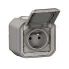 Legrand - Prise de courant 2P+T Plexo complet saillie gris