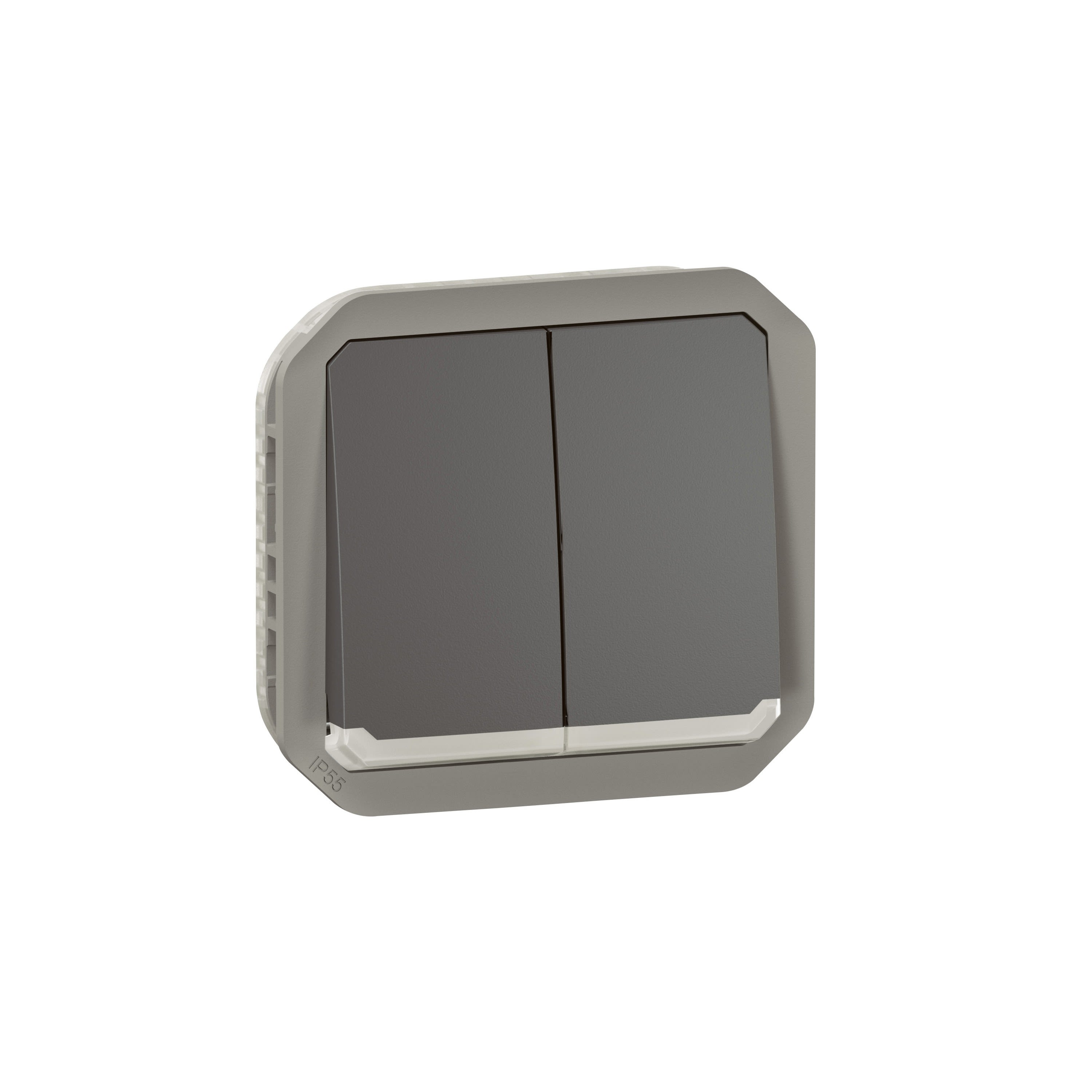 Legrand - Commande double interrupteur ou poussoir lumineux Plexo composable anthracite