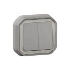 Legrand - Commande double interrupteur ou poussoir Plexo complet encastré gris