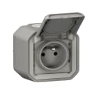 Legrand - Prise de courant avec volet Plexo complet saillie - gris brochable