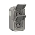Legrand - Double prise de courant verticale avec volet Plexo complet saillie - gris