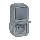 Legrand - Prise de courant avec va-et-vient vertical Plexo complet saillie - gris