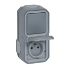 Legrand - Prise de courant avec va-et-vient vertical Plexo complet saillie - gris