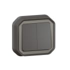 Legrand - Double interrupteur / va-et-vient ou poussoir Plexo complet encastré -anthracite