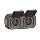 Legrand - Double prise de courant horizontale avec volet Plexo complet saillie -anthracite