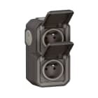 Legrand - Double prise de courant verticale avec volet Plexo complet saillie - anthracite