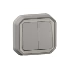 Legrand - Double interrupteur / va-et-vient ou poussoir Plexo complet encastré - gris
