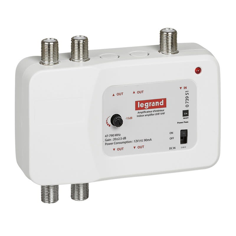 Legrand - Amplificateur TV - UHF + VHF - 862 MHz - 1 entrée - 4 sorties