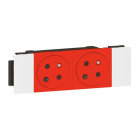 Legrand - Prise 2x2P+T Surface Mosaic Soluclip goulotte clippage direct 4 modules -rouge