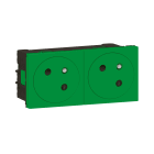 Legrand - Double prise 2P+T Surface Mosaic Link raccordement lateral 4 modules - vert