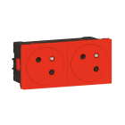 Legrand - Prise 2x2P+T Surface Mosaic Link à raccordement latéral 4 modules - rouge