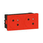 Legrand - Prise 2x2P+T Surface Mosaic Link à raccordement latéral 4 modules - rouge