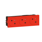 Legrand - Prise 3x2P+T Surface Mosaic Link à raccordement latéral 6 modules - rouge