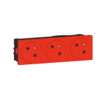Legrand - Prise 3x2P+T Surface Mosaic Link a raccordement lateral 6 modules - rouge