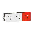 Legrand - Triple prises Surface Mosaic Link prémontées 2 prises blanches + 1 prise rouge