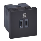 Legrand - Chargeur 2 USB Type-C + Type-C Power Delivery Mosaic - Noir