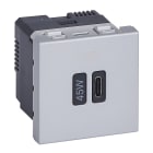 Legrand - Prise simple USB Mosaic Type-C 45W Power Delivery 2 modules - alu